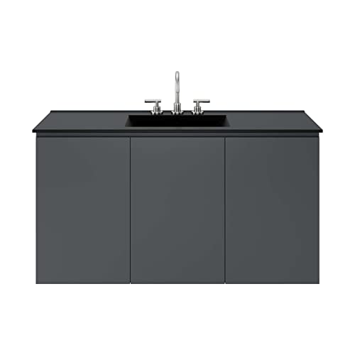 Modway Gray and Black Bryn Wall-Mount Bathroom Vanity EEI-5780-GRY-BLK