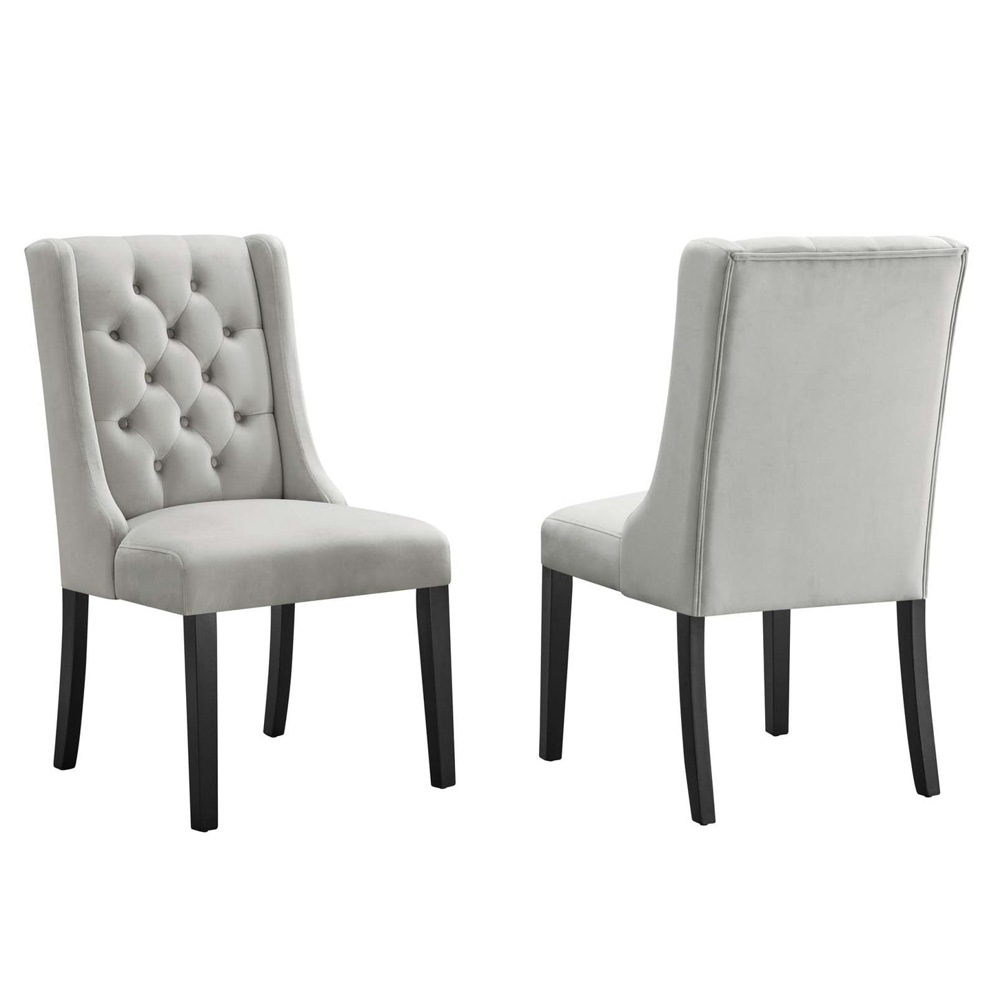 Modway Baronet Velvet Set of 2 Dining Chair with Light Gray Finish EEI-5013-LGR