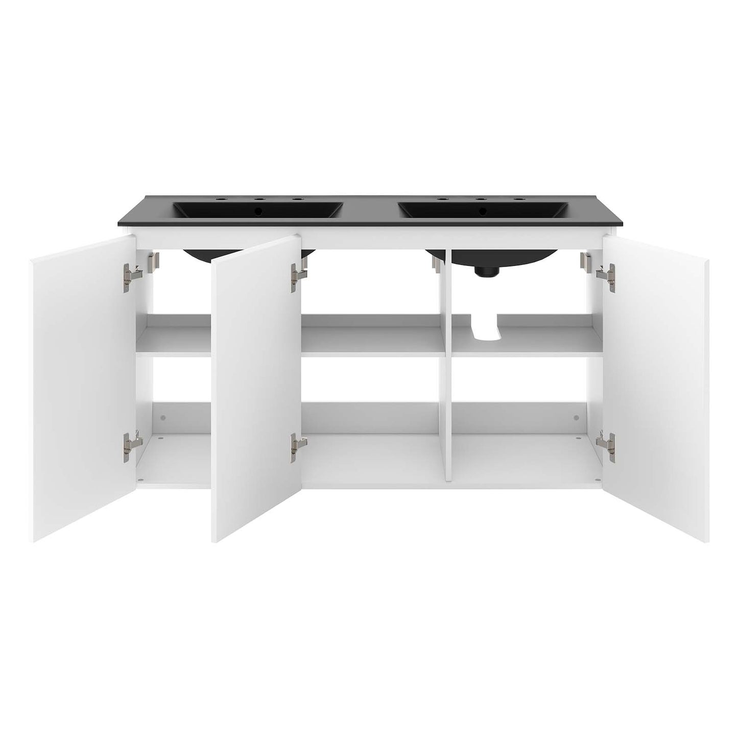 Modway White Bryn Wall-Mount Double Sink Bathroom Vanity EEI-5781-WHI-BLK