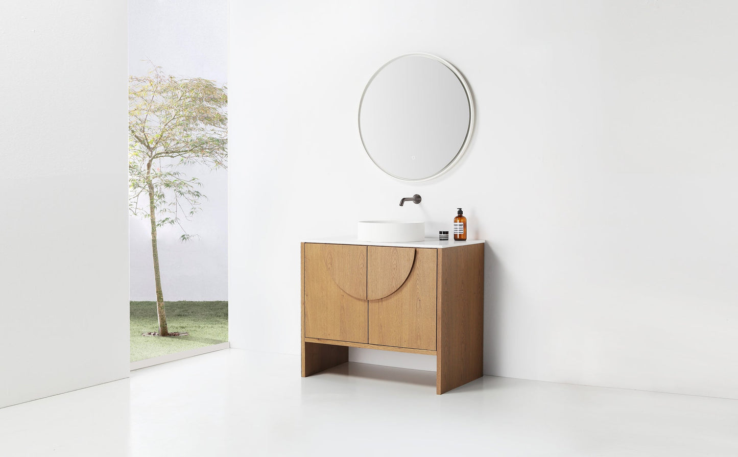 CELLE 36” PECAN OAK FREESTANDING MODERN BATHROOM VANITY