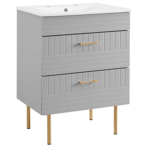 Modway Daybreak 24" Bathroom Vanity in Light Gray