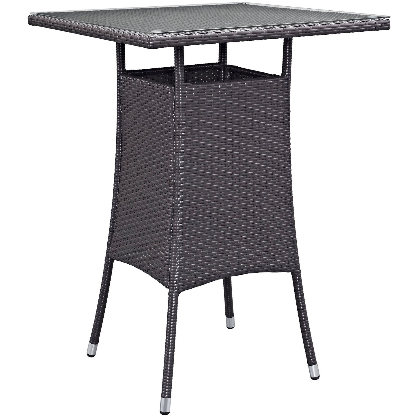 Modway Convene Wicker Rattan Outdoor Patio Small Square Bar Table in Espresso