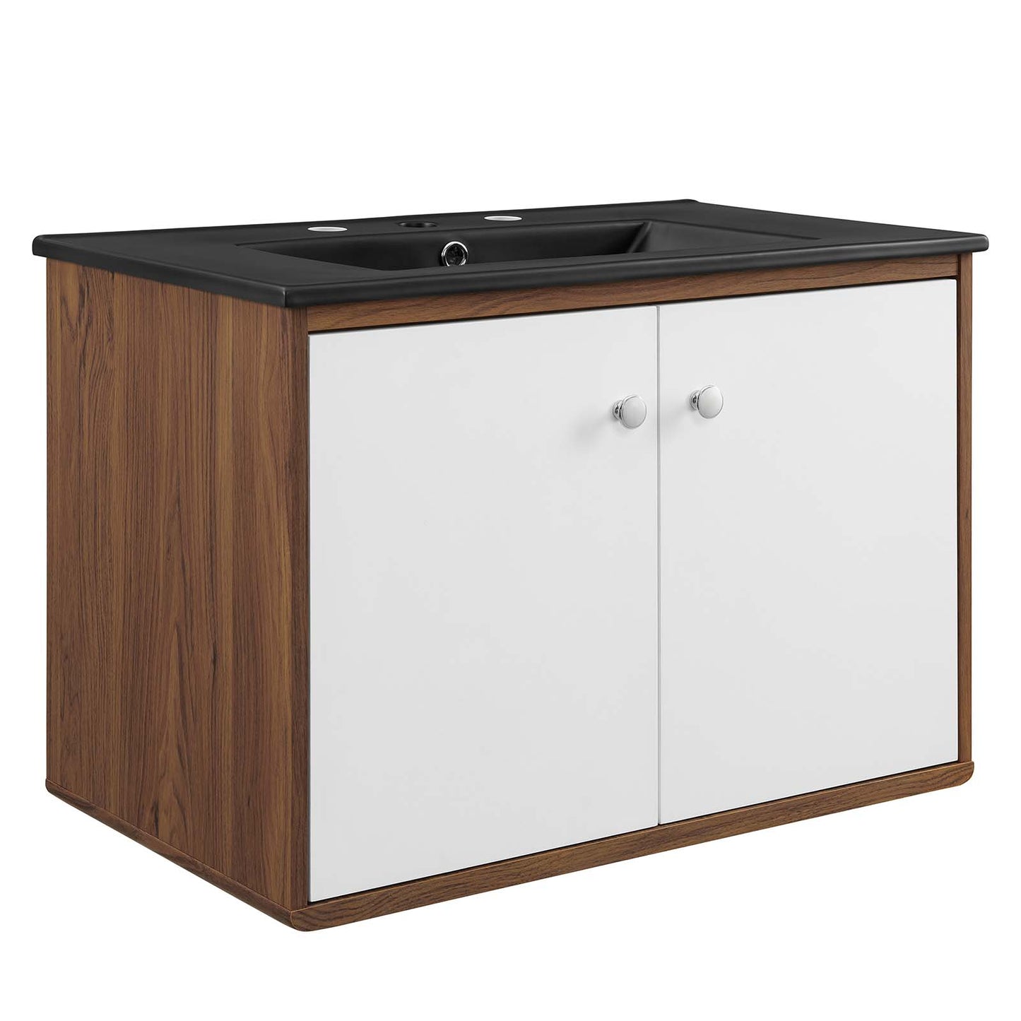 Modway Transmit 30" Wall-Mount Bathroom Vanity in Walnut Black