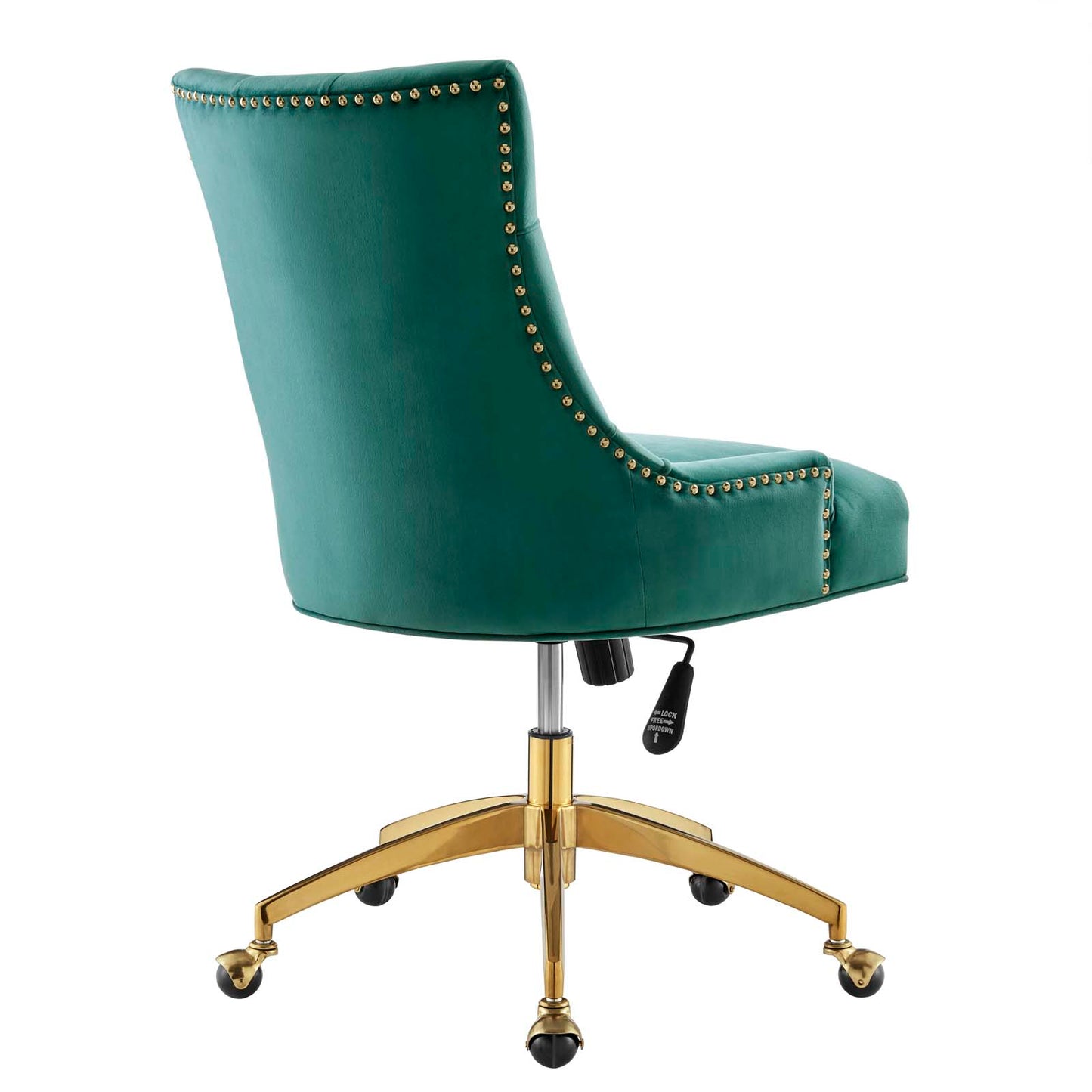 Modway Regent Tufted Performance Velvet Swivel Office Chair in Gold Teal