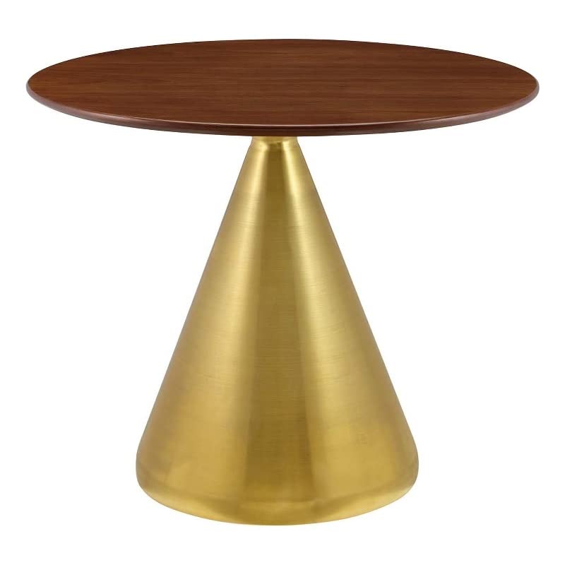 Modway Tupelo Round Wood Grain 36" Dining Table, 36 Inch, Gold Walnut