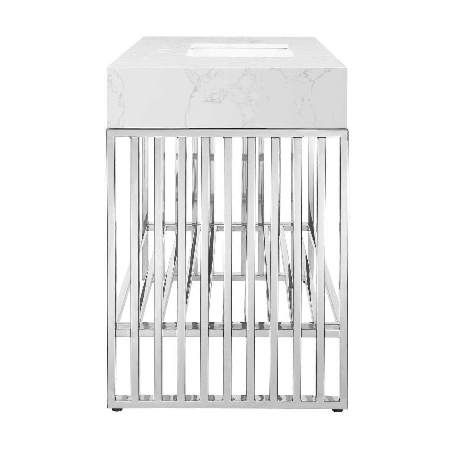 Modway Gridiron 48" Bathroom Vanity in White Silver Cabinet