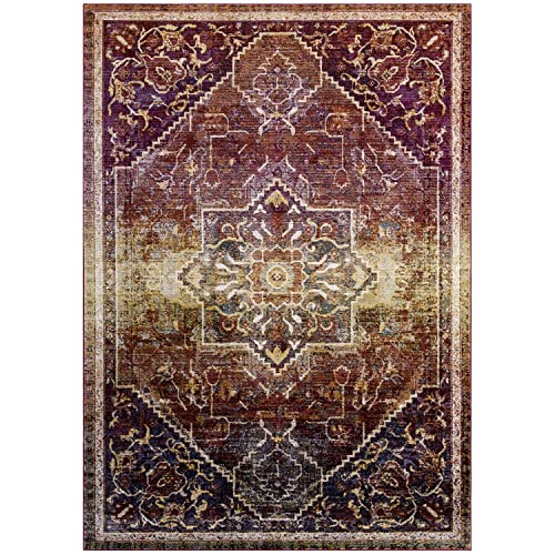 Modway Success Kaede Transitional Distressed Vintage Floral Persian Medallion Area Rug