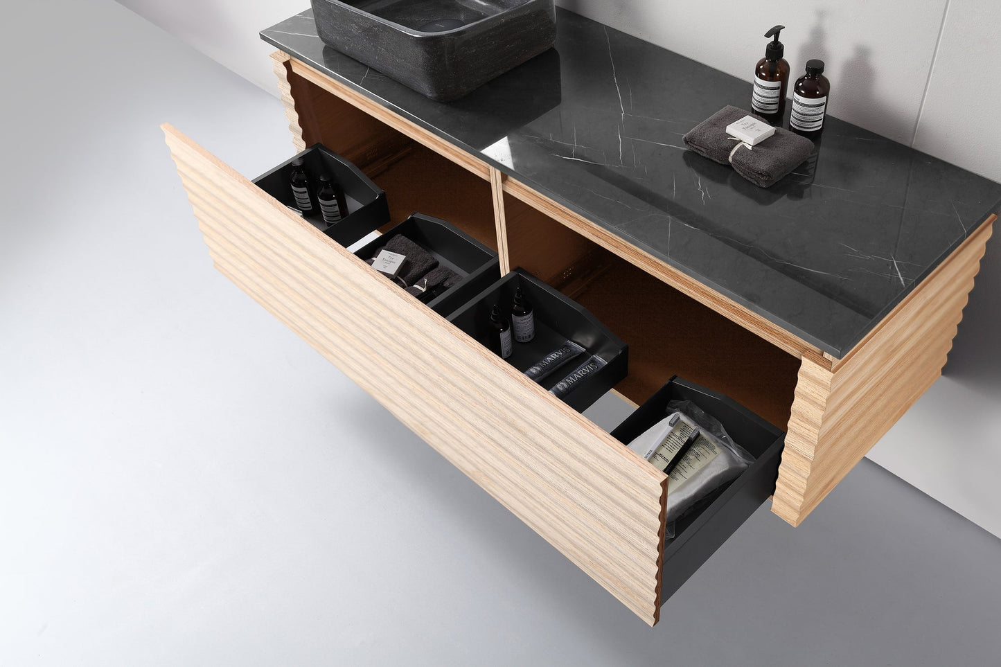 OCALA 60” MAPLE WALL MOUNT MODERN BATHROOM VANITY