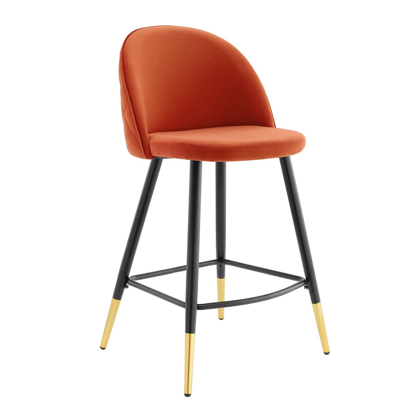 Modway Cordial Performance Velvet Dining Counter Stools in Orange - Set of 2