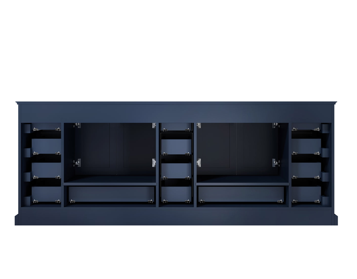 Dukes 84" Navy Blue Double Vanity, no Top and 34" Mirrors