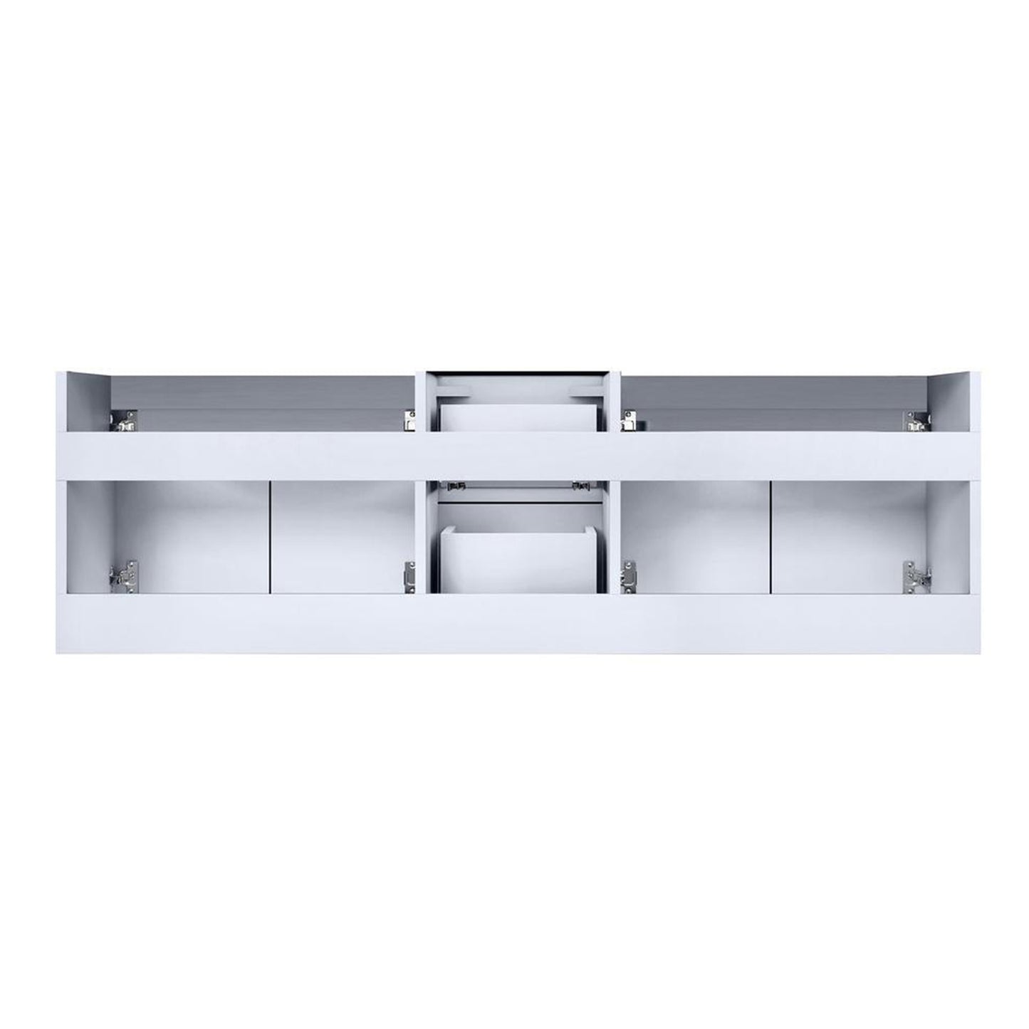 Geneva 60" Glossy White Double Vanity, no Top and 60" LED Mirror