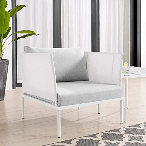 Modway EEI-4955-WHI-GRY Harmony Sunbrella White Gray Outdoor Patio Aluminum Armchair