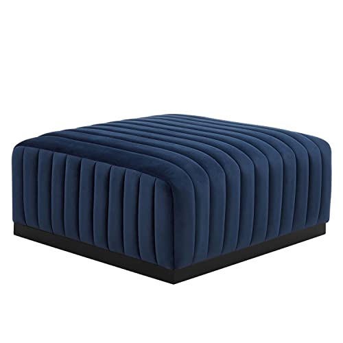 Modway Midnight Blue Conjure Channel Velvet Ottoman EEI-5500-BLK-MID