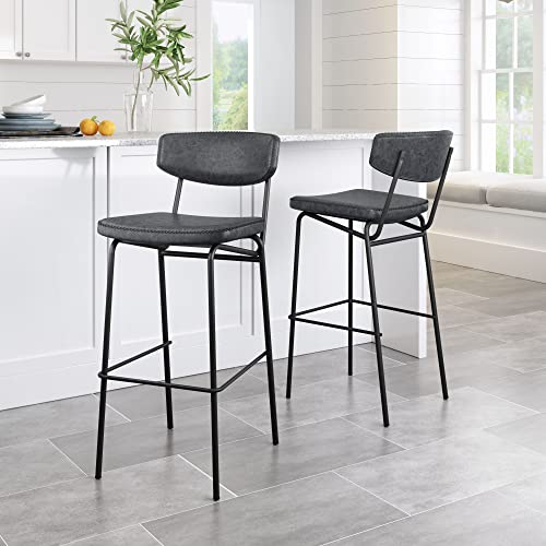 Zuo Modern - Sharon Bar Chair (Set of 4) Vintage Black - Modern - Bar - Seating - Seat - 350 lbs. Weight Capacity - Steel - Plywood - Foam - Plywood Wood - Powder Coated - Indoor - Vintage Black