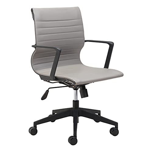 Zuo Modern - Stacy Office Chair Gray - Modern - Seating - Polypropylene, Steel, 100% Polyurethane - Indoor - 40.2in Height