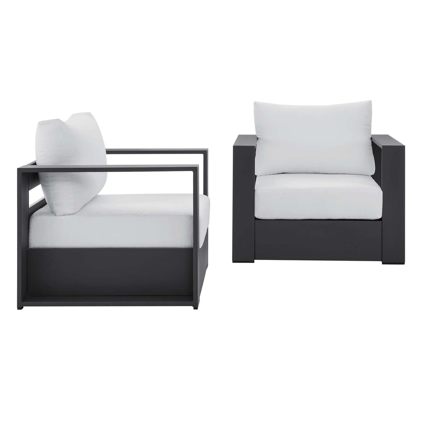 Modway Tahoe Gray Aluminum White Patio 2-Piece Armchair Set EEI-5751-GRY-WHI