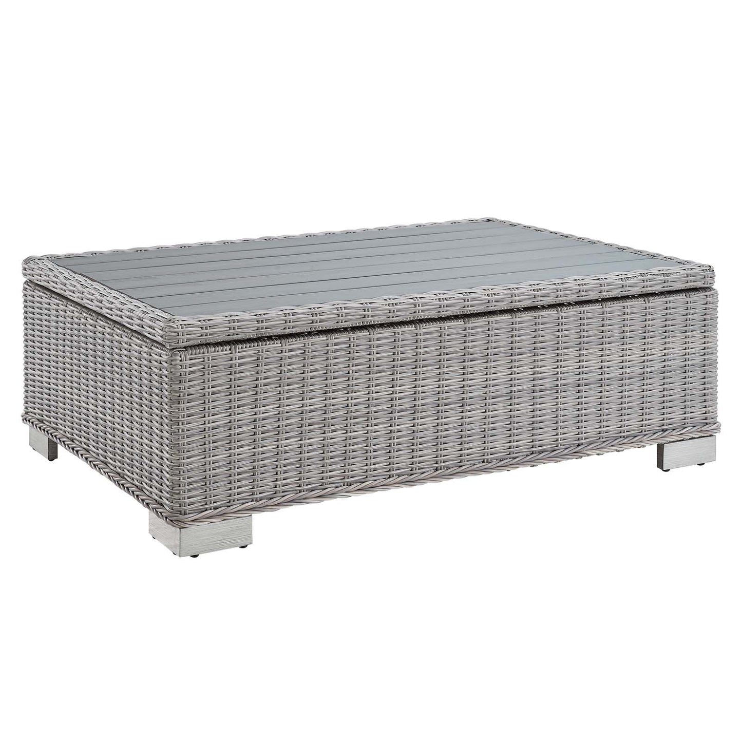 Modway EEI-3982-LGR Conway Outdoor Patio Wicker Rattan Coffee Table, Light Gray