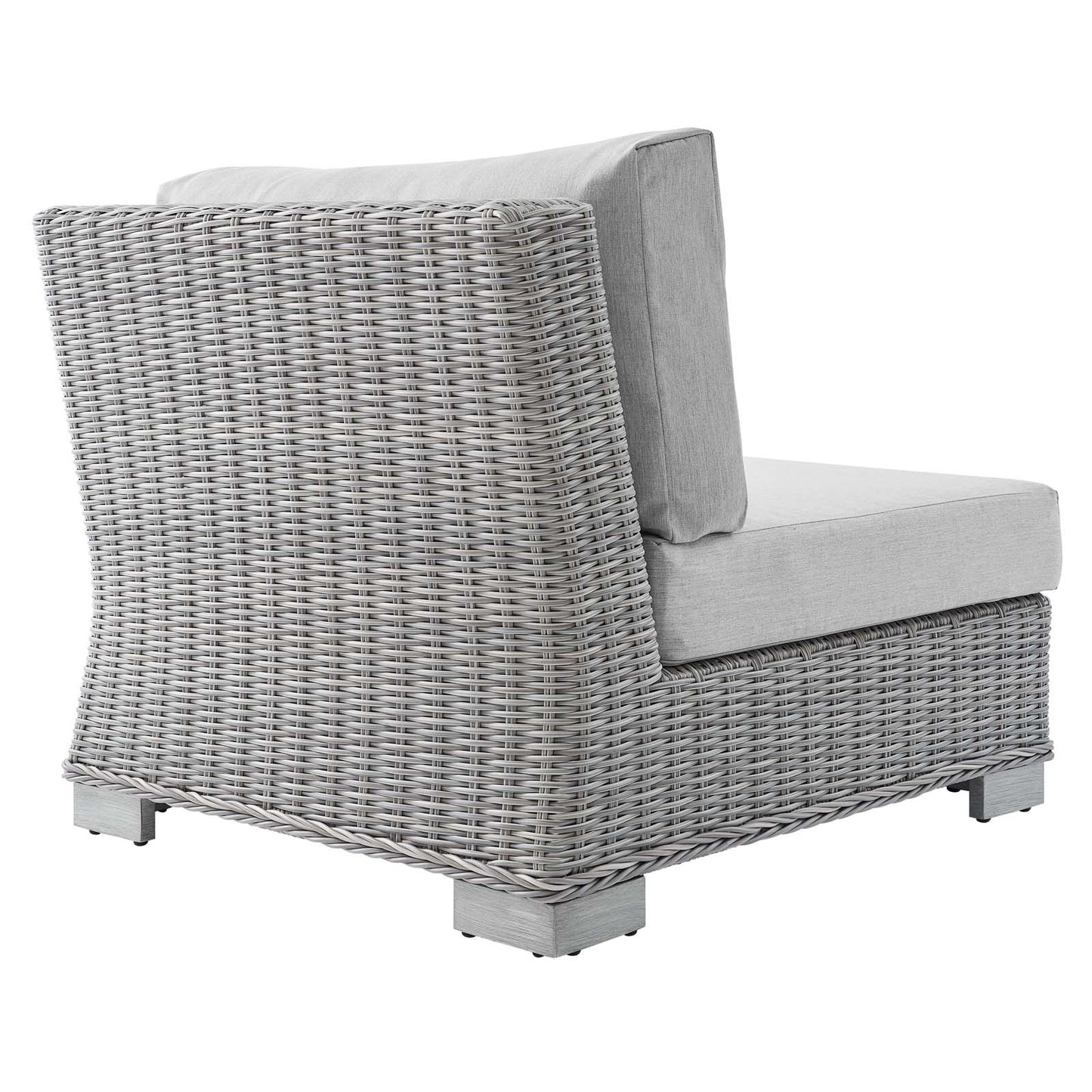 Modway EEI-3980-LGR-GRY Conway Outdoor Patio Wicker Rattan Armless Chair, Light Gray Gray