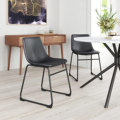 Zuo Modern - Smart Dining Chair (Set of 2) Black - Industrial - Dining - Seating - Seat - 330 lbs. Weight Capacity - Steel - Plywood - Foam - 100% Polyurethane - Plywood Wood - Powder Coated - Indoor