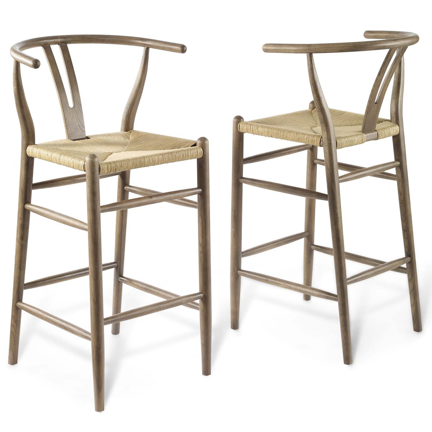 Modway Amish Wood Bar Stool Set of 2, Gray