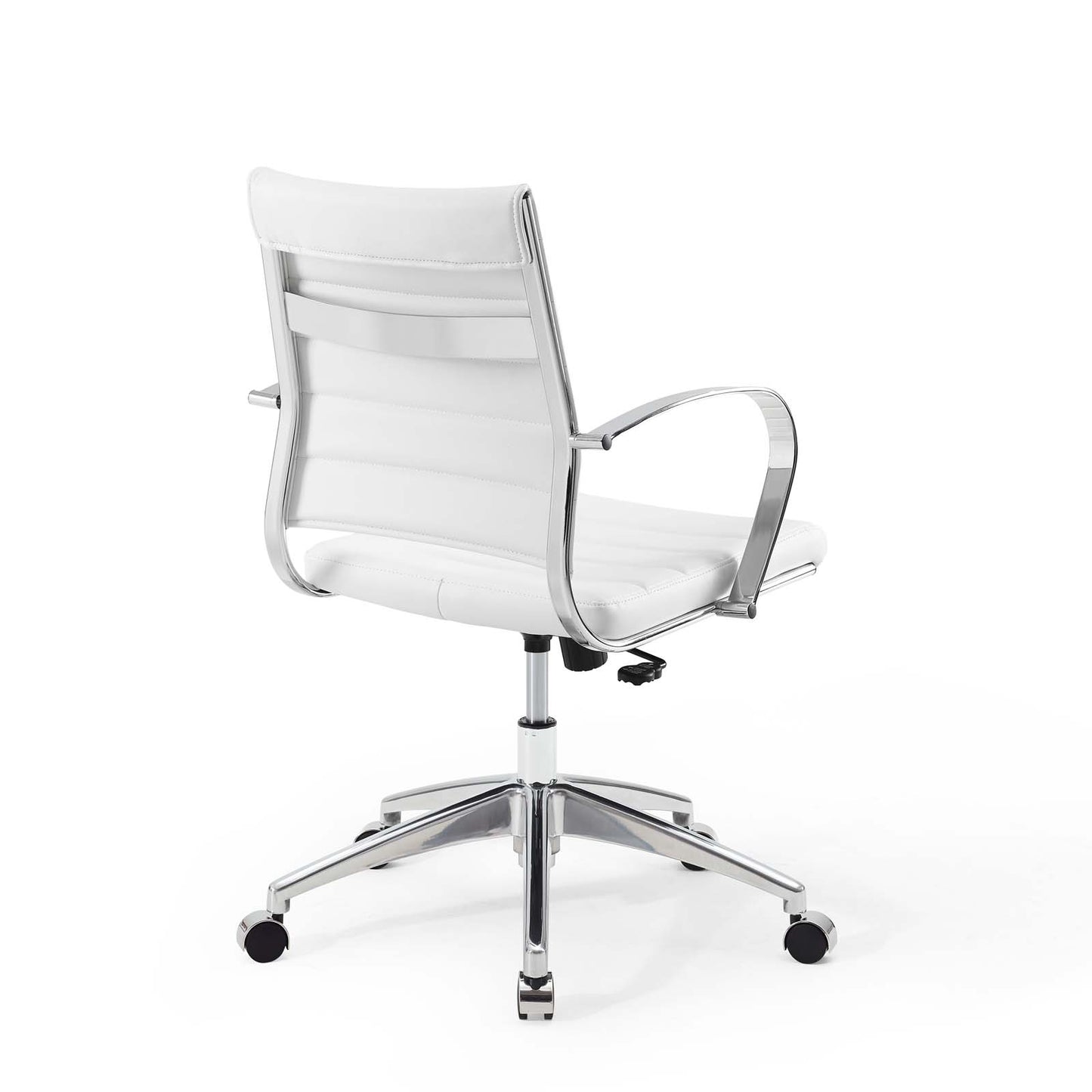 Modway Jive Mid Back Ribbed Faux Leather Office Swivel Chair in White