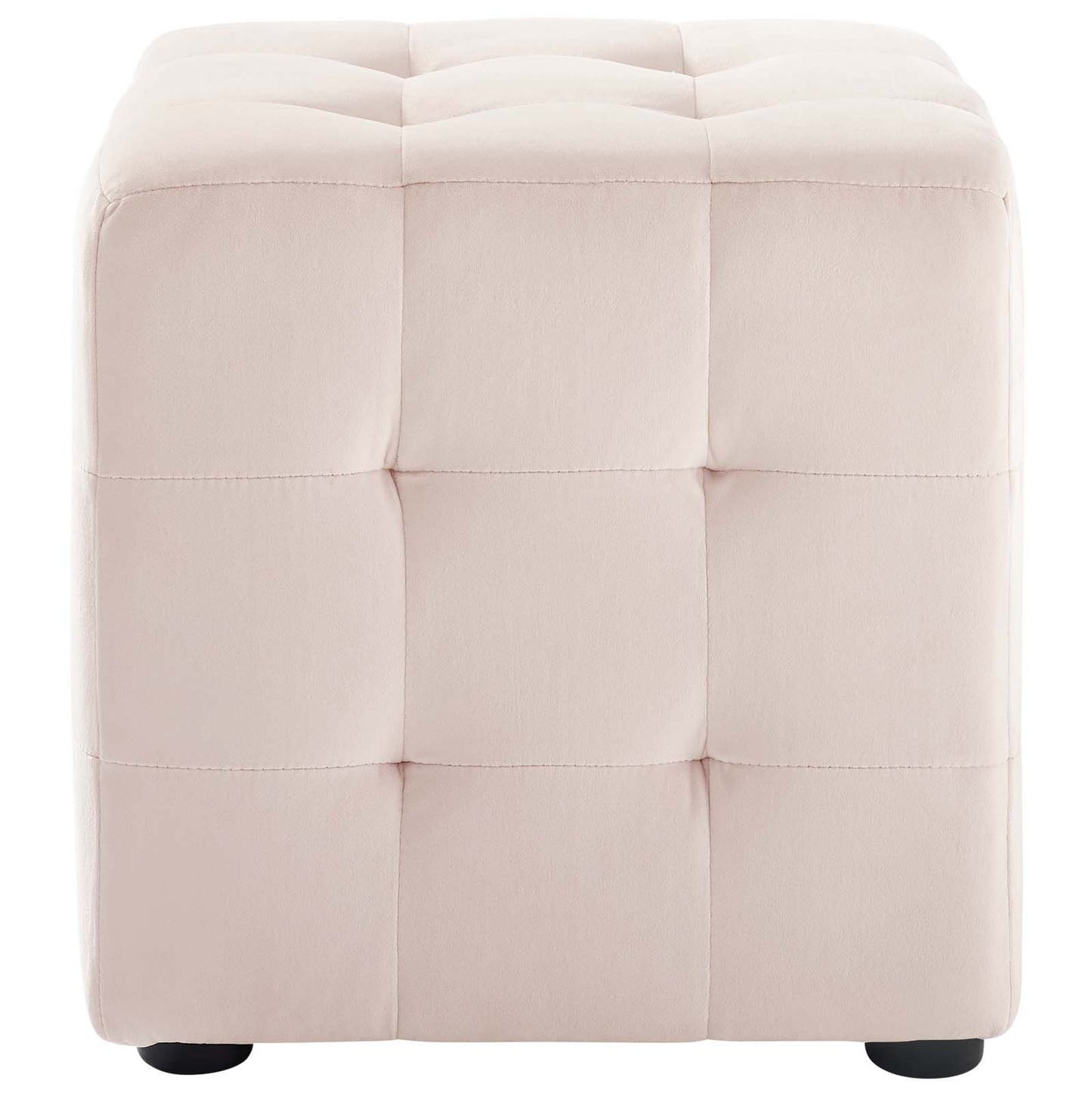 Modway Contour Tufted Button Cube Performance Velvet Ottoman, Pink