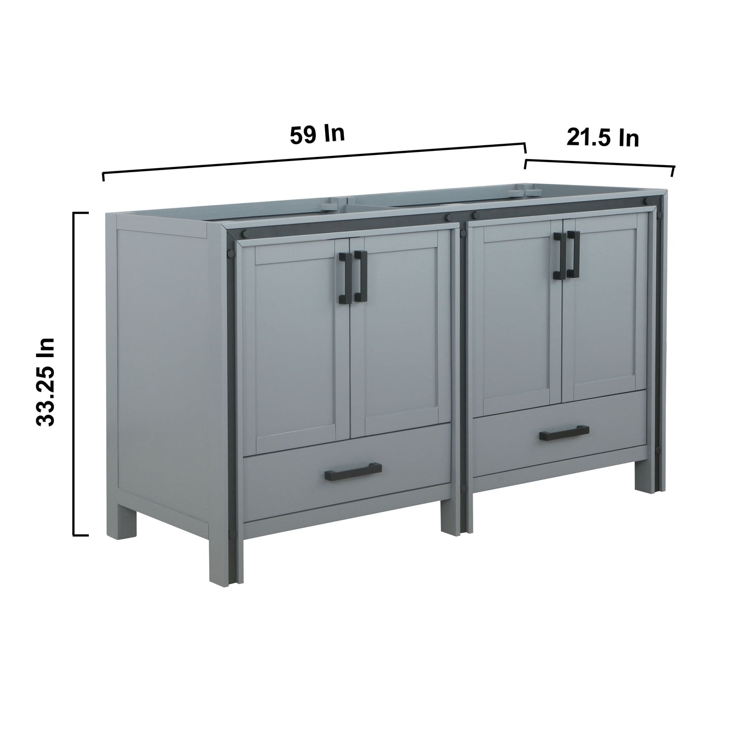 Ziva 60" Dark Grey Double Vanity, no Top and 22" Mirrors