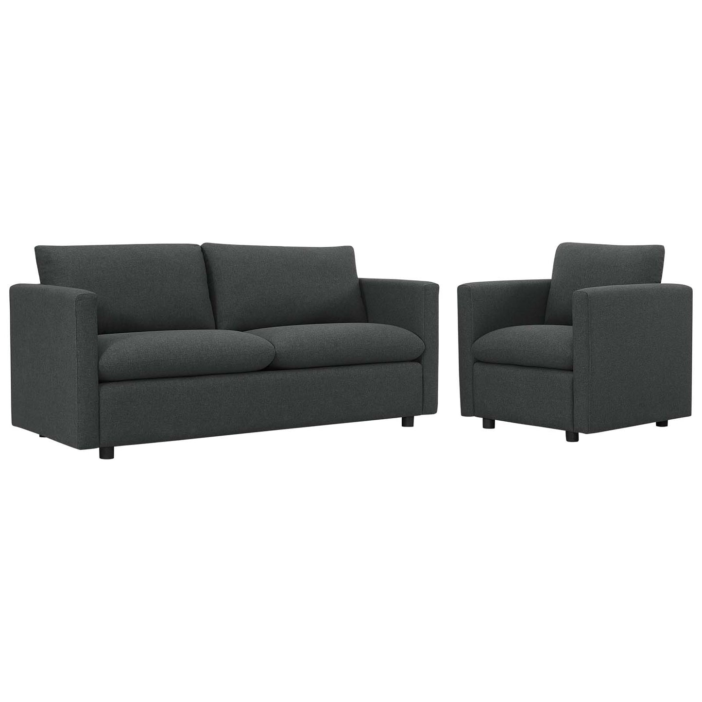 Modway Activate Upholstered Fabric Sofa and Armchair Set, Gray