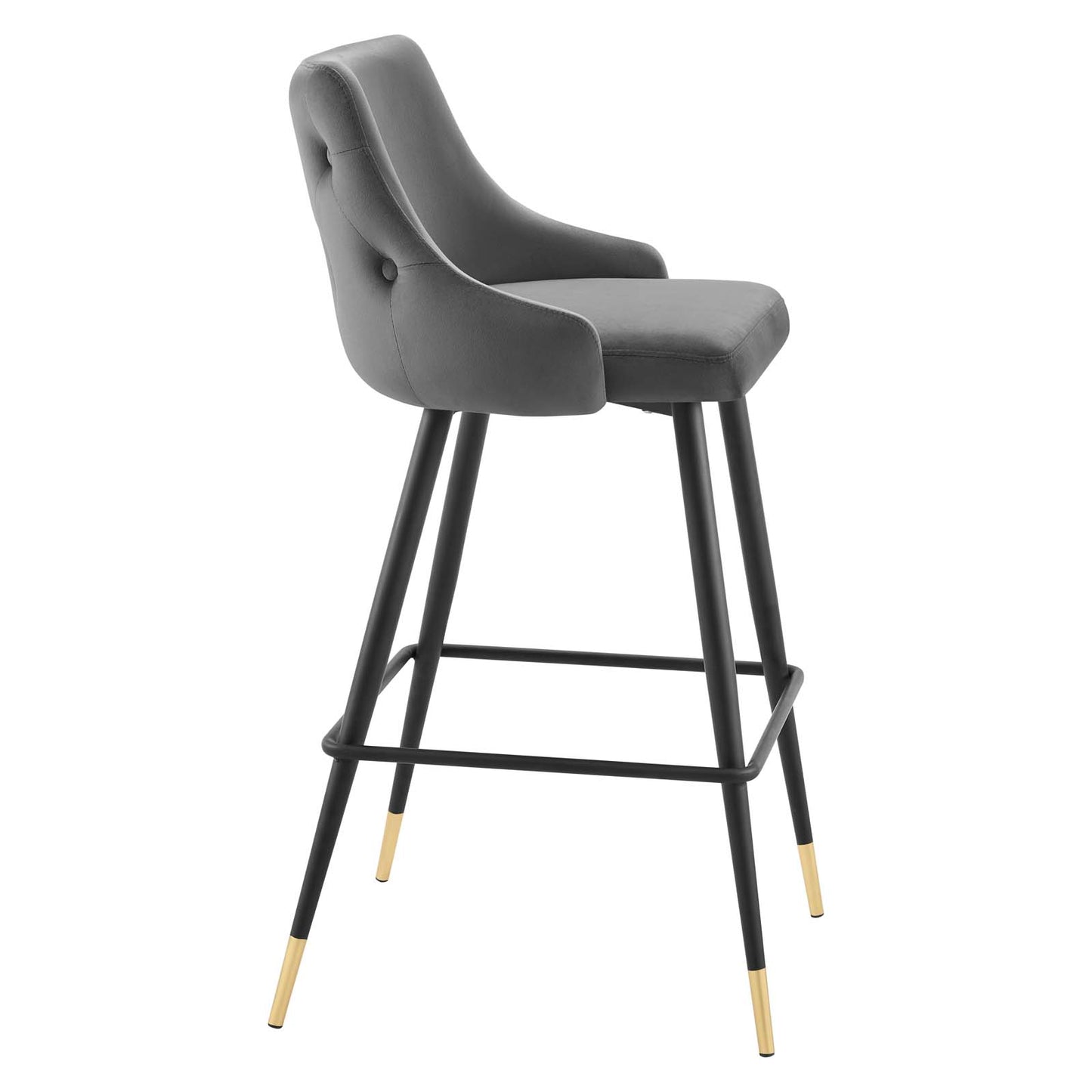 Modway Adorn Tufted Performance Velvet Bar Stool in Gray