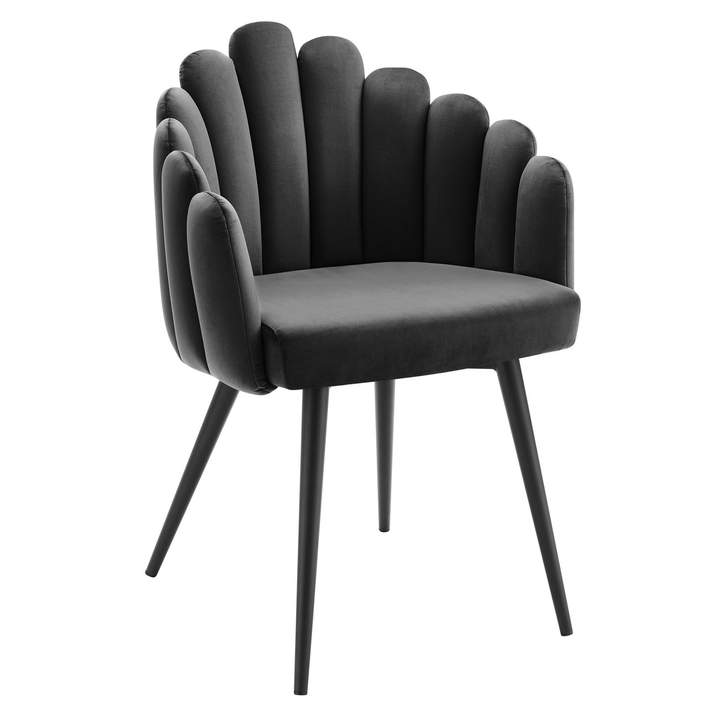 Modway Performance Velvet Channel Tufted Set of 2 in Black Charcoal Dining Chair