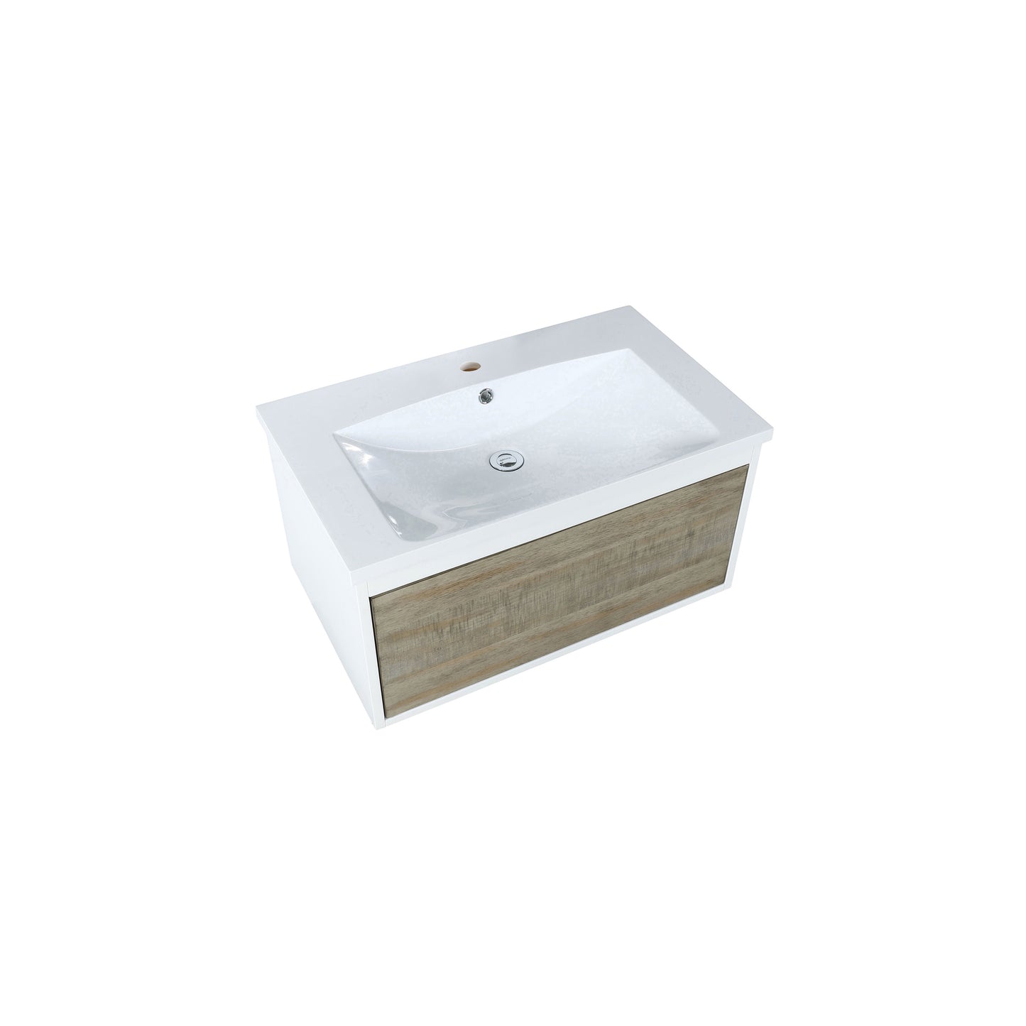 Scopi 30" Rustic Acacia Bathroom Vanity and Acrylic Composite Top with Integrated Sink