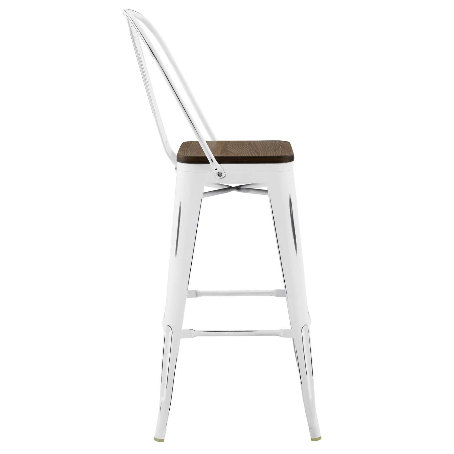 Modway Promenade Metal Bar Stool in White (Set of 2)