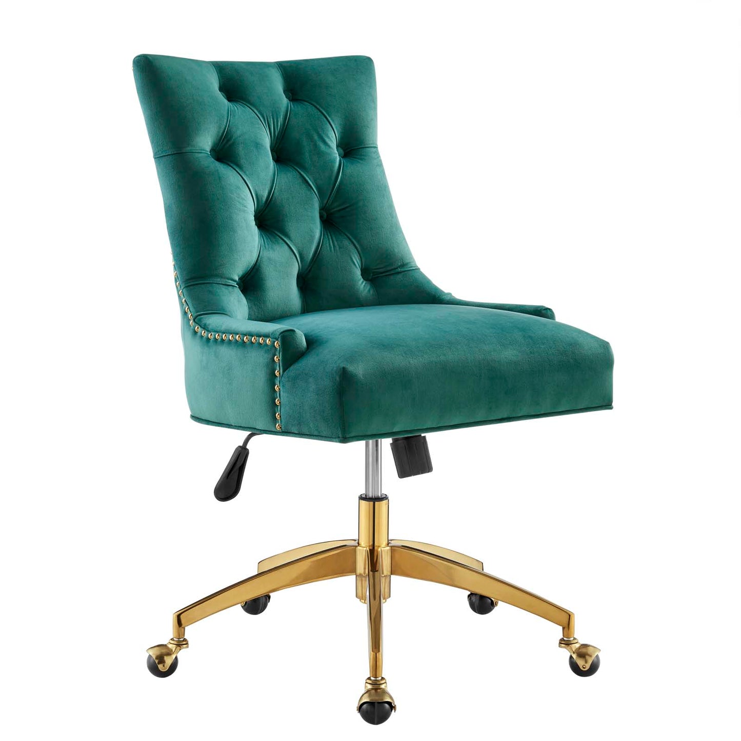 Modway Regent Tufted Performance Velvet Swivel Office Chair in Gold Teal