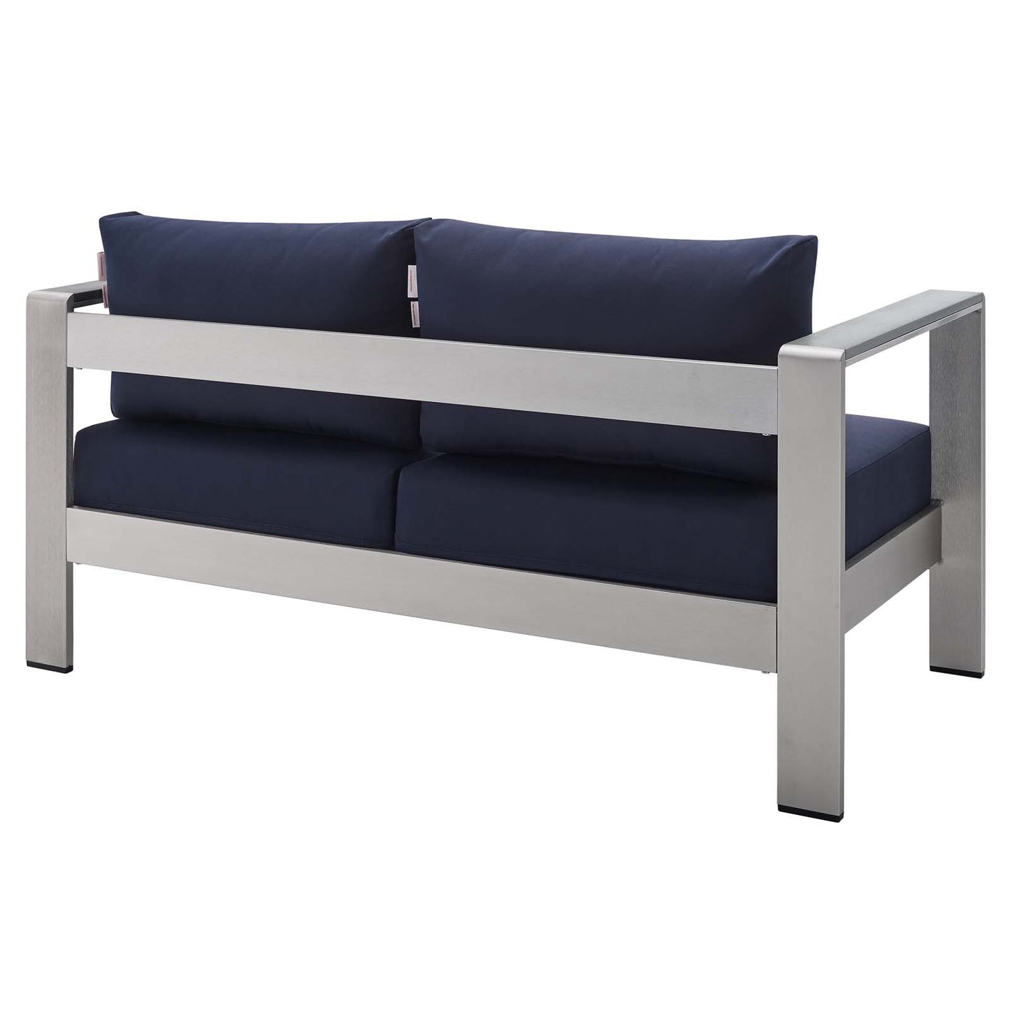 Modway EEI-4226-SLV-NAV Shore EEI-4226-SLV-NAVShore Sunbrella Patio Loveseat in Silver Navy