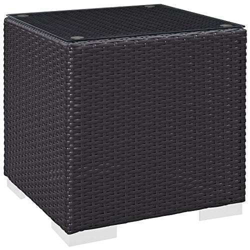 Modway Convene Wicker Rattan Outdoor Patio Side Table in Espresso