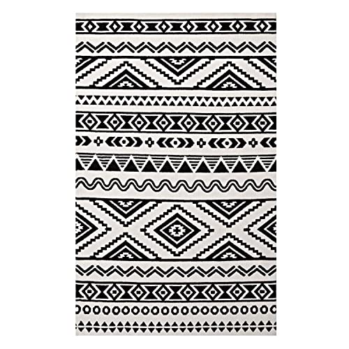 Modway R-1010A-810 Haku Area Rug Geometric Moroccan Tribal 8 x 10, Twin, Black/White