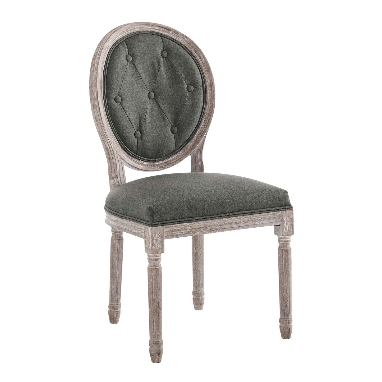 Modway Arise French Vintage Upholstered Fabric Dining Chair in Natural Gray