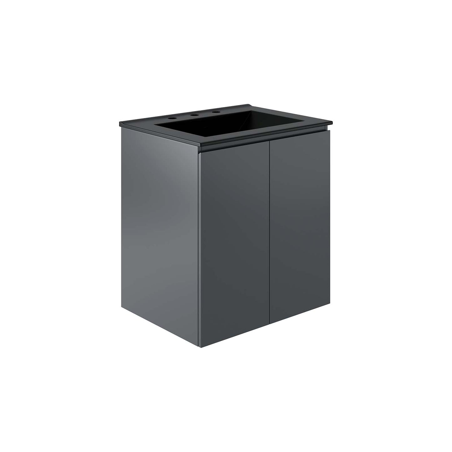 Modway Gray and Black Bryn Wall-Mount Bathroom Vanity EEI-5777-GRY-BLK