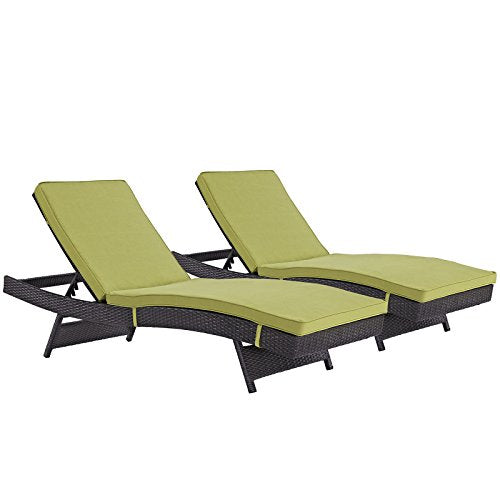 Modway Convene Wicker Rattan Outdoor Patio Chaise Lounge Chair in Espresso