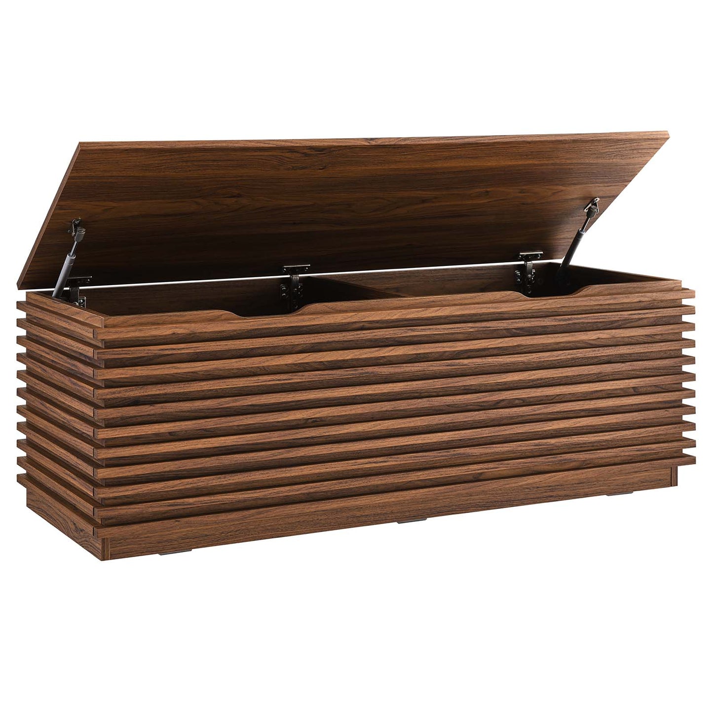 Modway Render 47" Wood Grain Storage Bench in Walnut