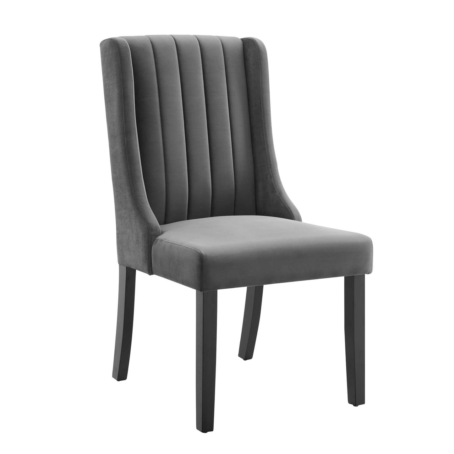 Modway Renew Performance Velvet Parsons Dining Chairs in Gray-Set of 2