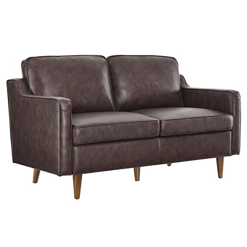 Modway Impart Genuine Leather Loveseat with Brown Finish EEI-5554-BRN