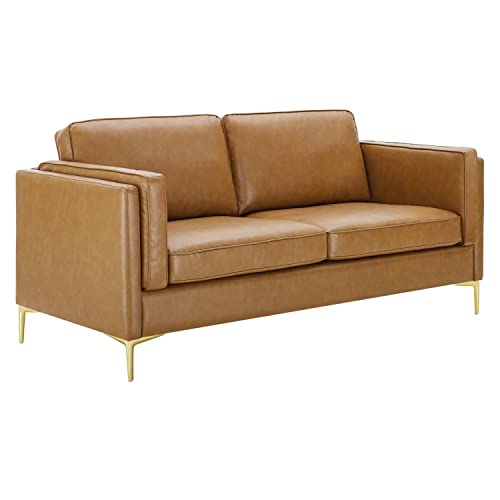 Modway Kaiya Upholstered Vegan Leather Sofa, Tan