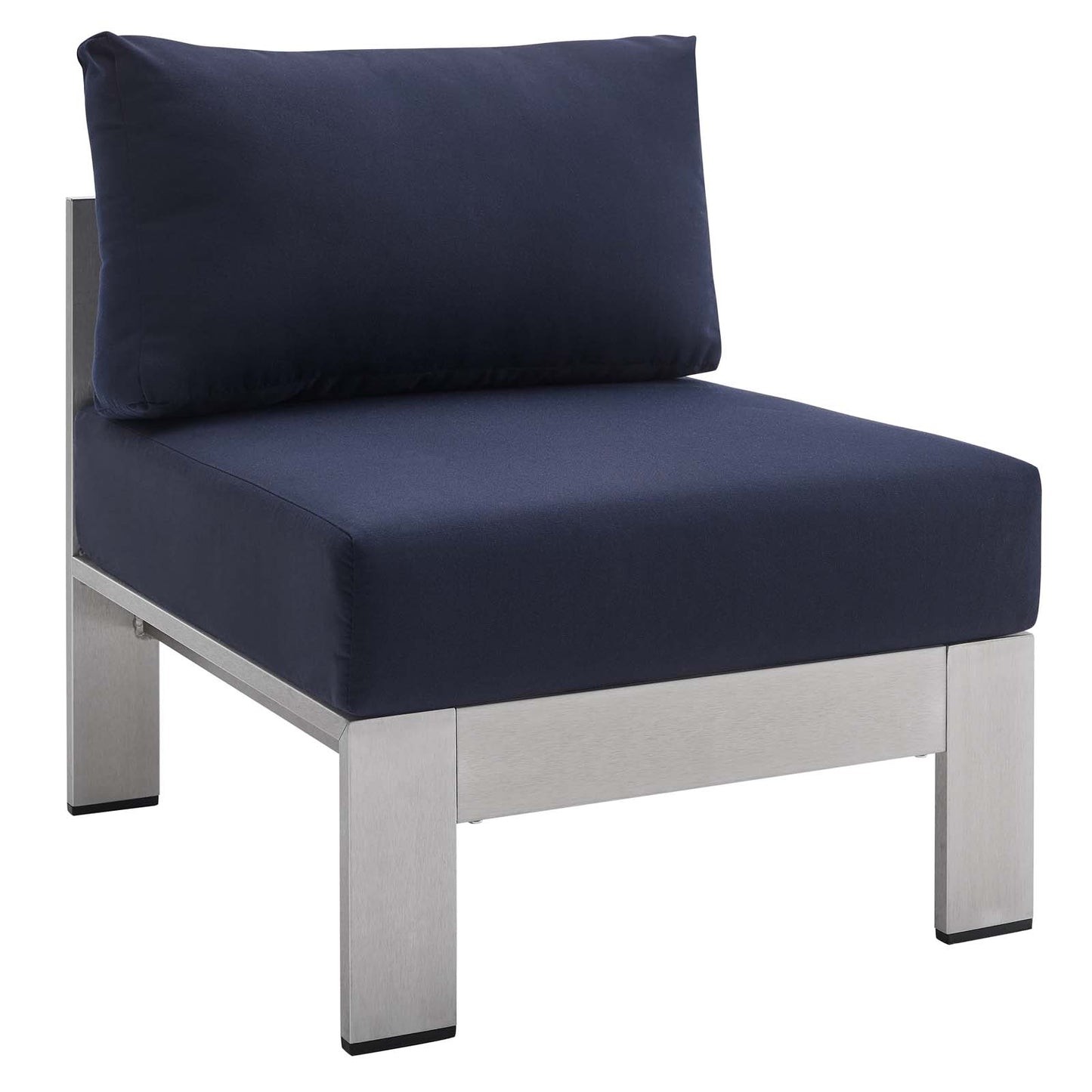 Modway EEI-4227-SLV-NAV Shore SunbrellaPatio Chair in Silver Navy