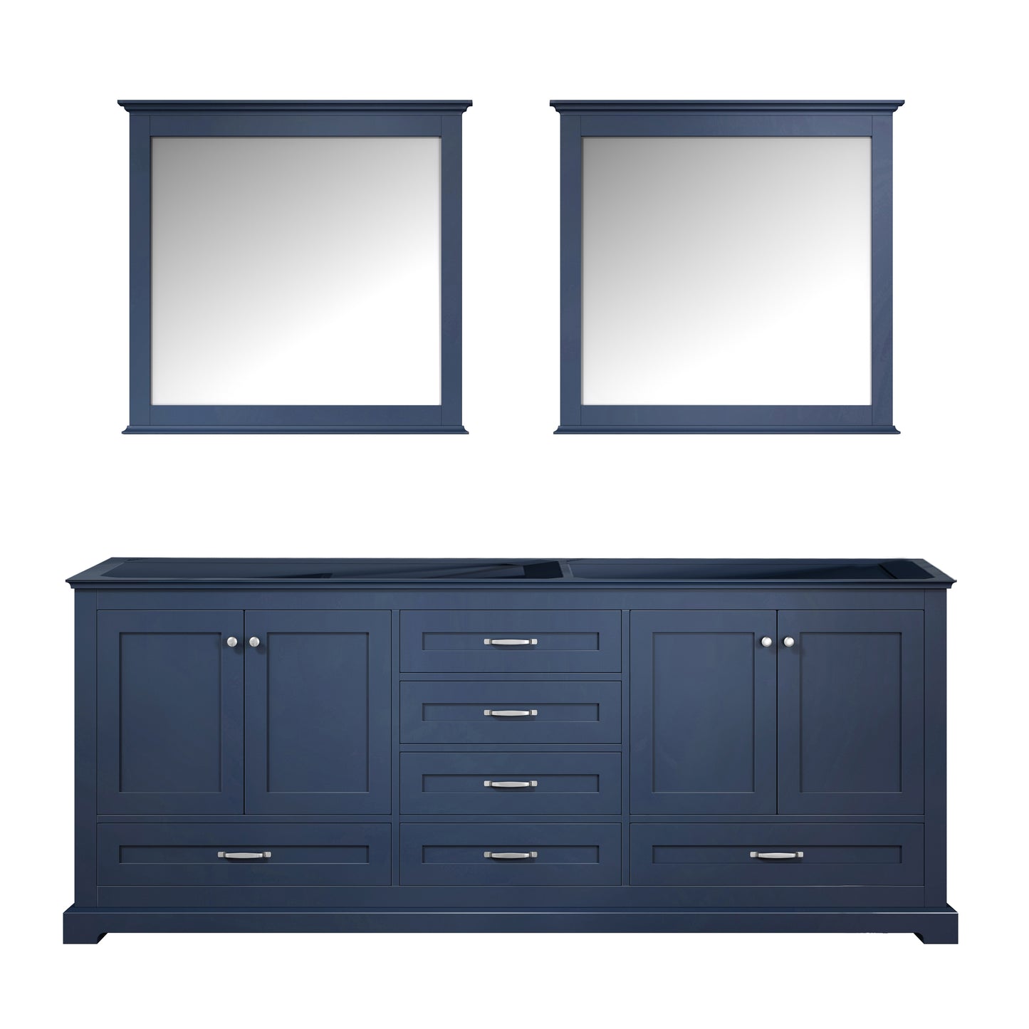 Dukes 80" Navy Blue Double Vanity, no Top and 30" Mirrors