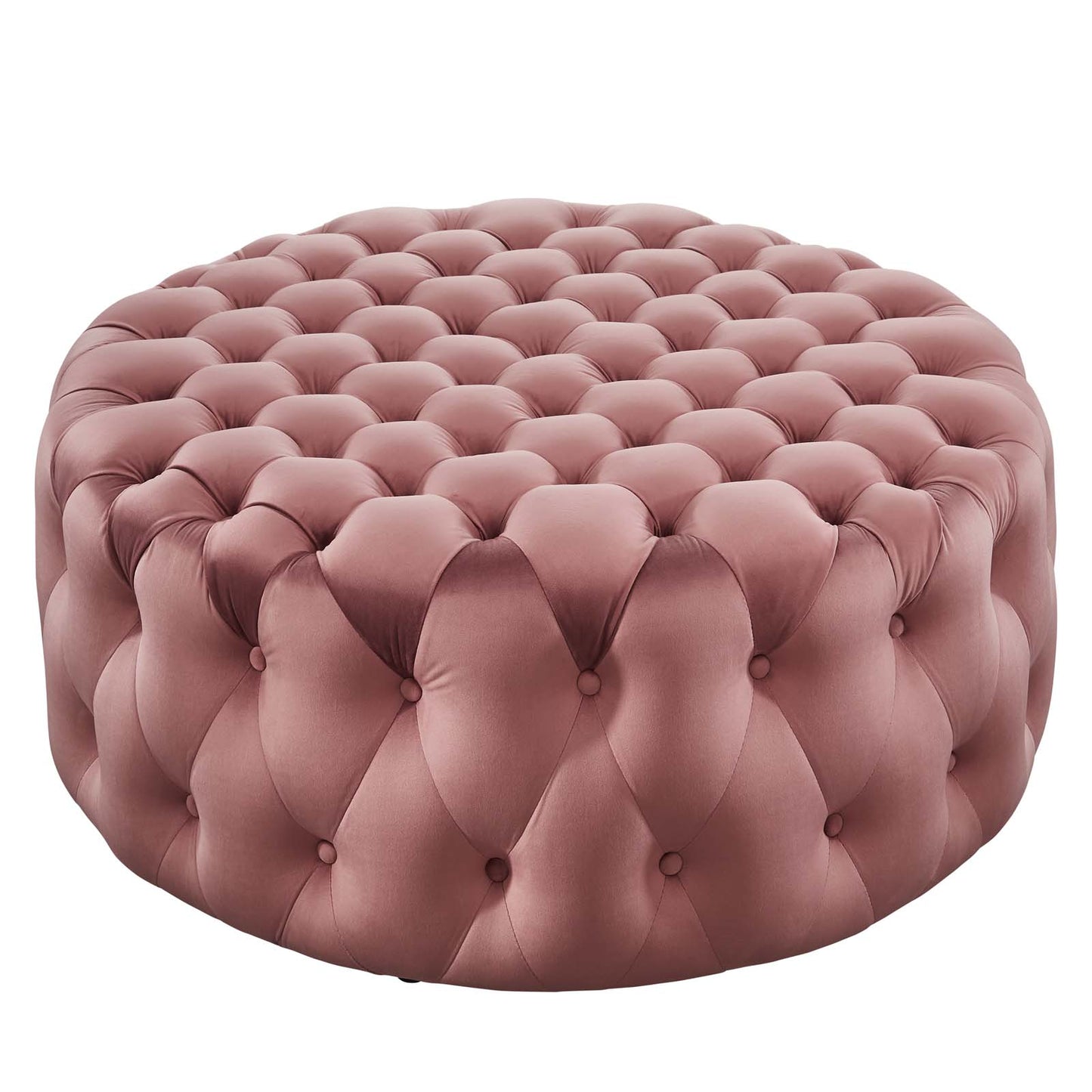 Modway Amour Velvet Large Round Ottoman with Dusty Rose Finish EEI-5469-DUS