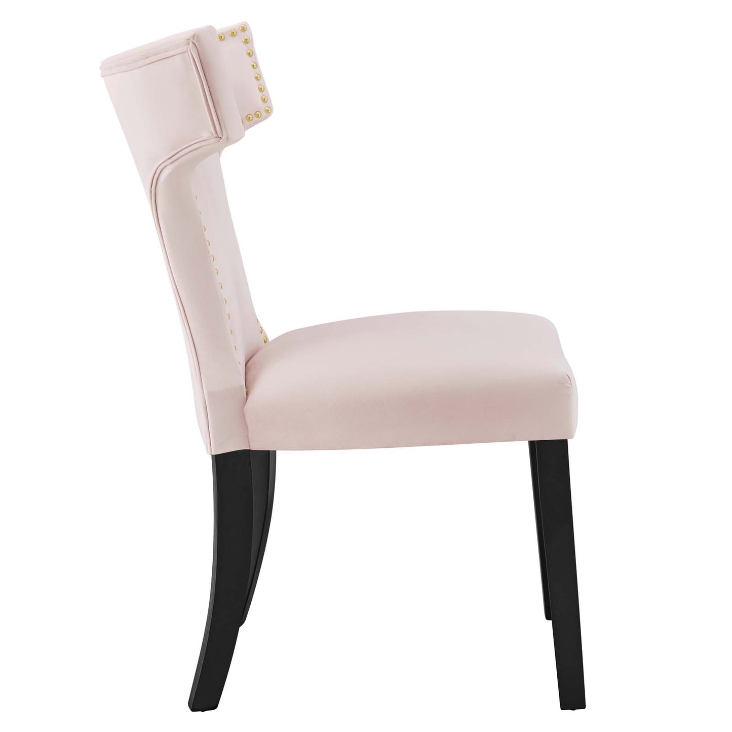 Modway Curve Performance Velvet Set of 2 Dining Chair, Pink