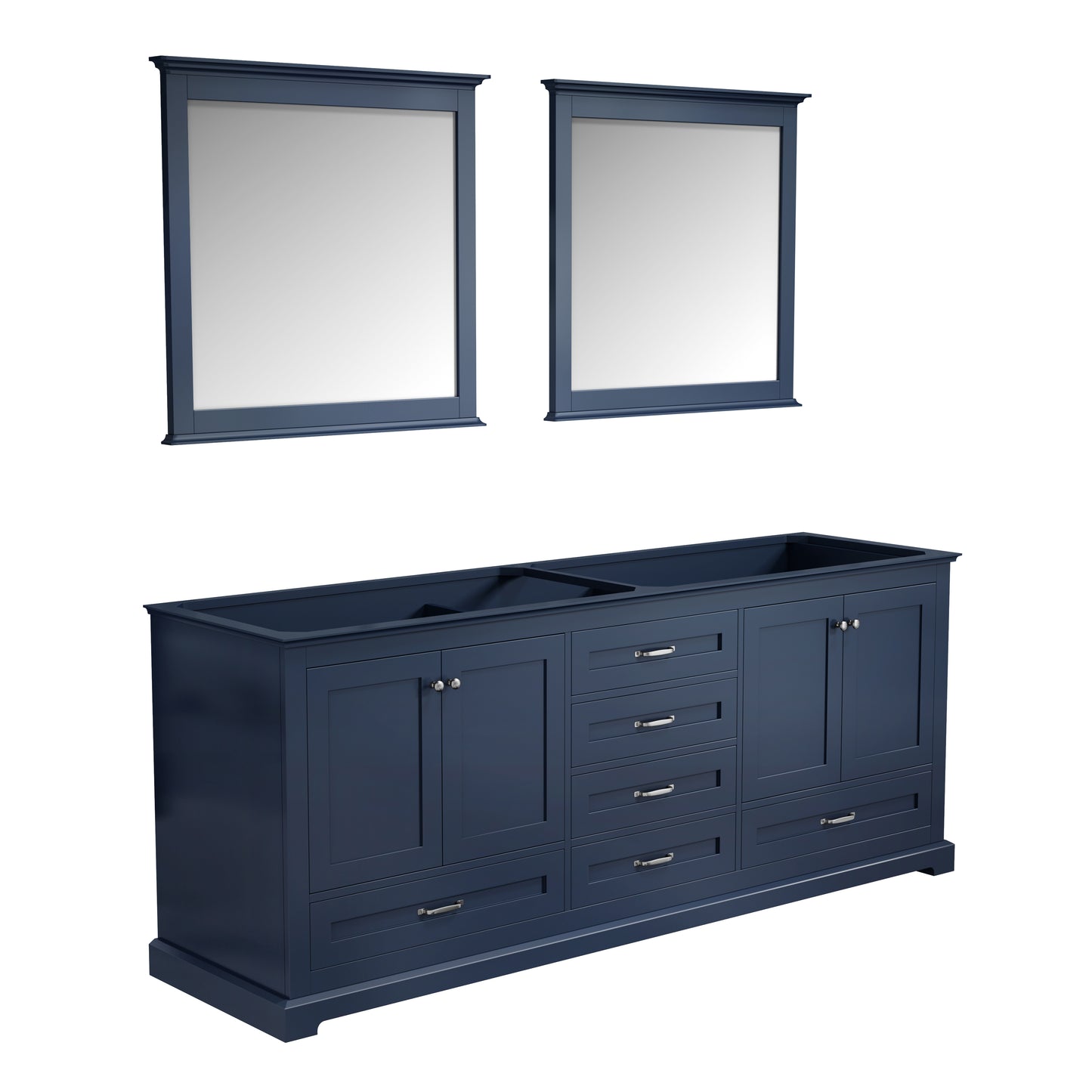 Dukes 80" Navy Blue Double Vanity, no Top and 30" Mirrors