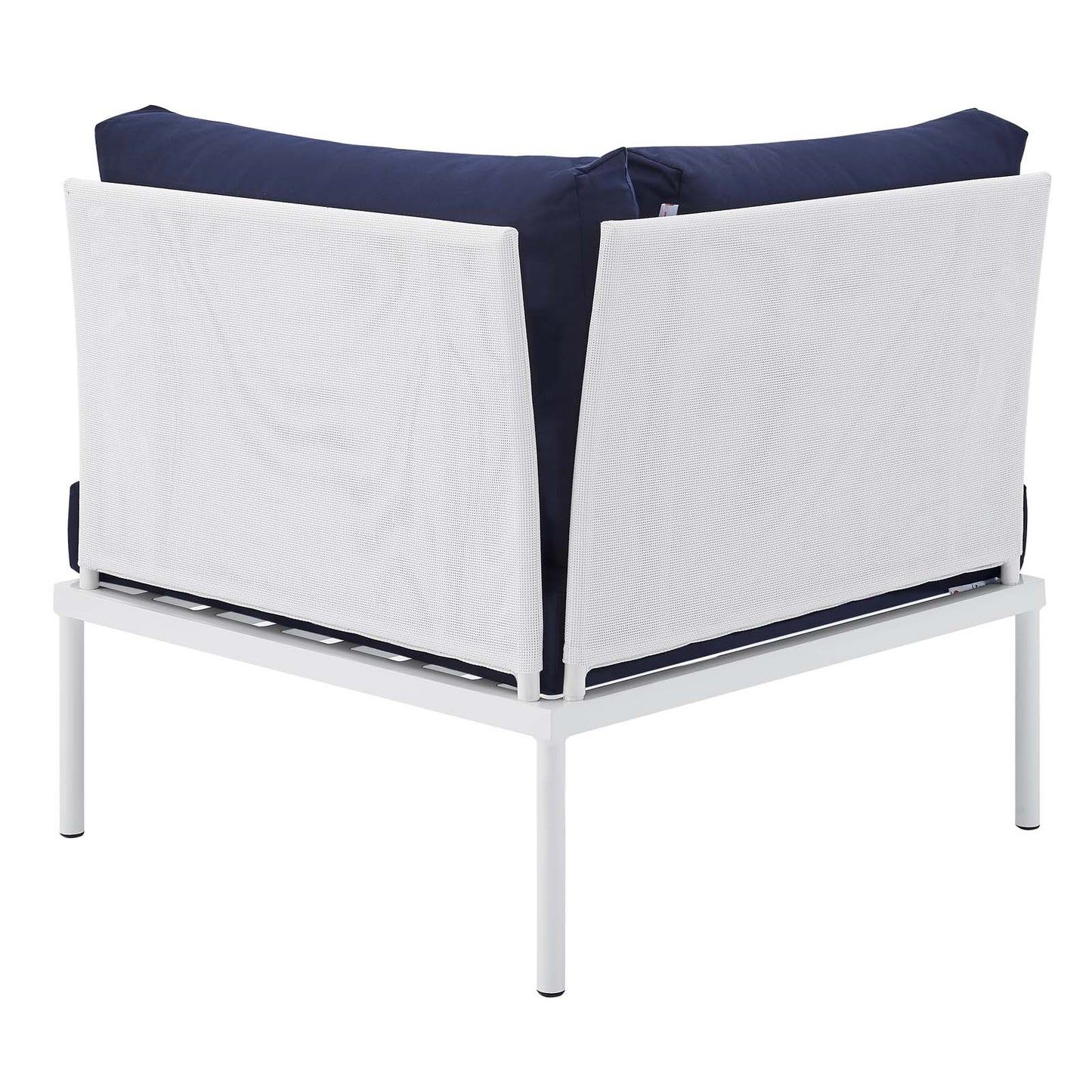 Modway EEI-4539-WHI-NAV Harmony Sunbrella White Navy Outdoor Patio All Mesh Corner Chair