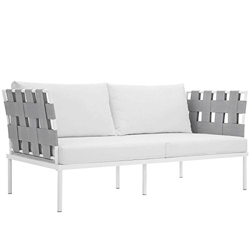 Modway EEI-2603-WHI-WHI MO-EEI-2603-WHI-WHI Harmony Outdoor Patio Aluminum, Loveseat, White White